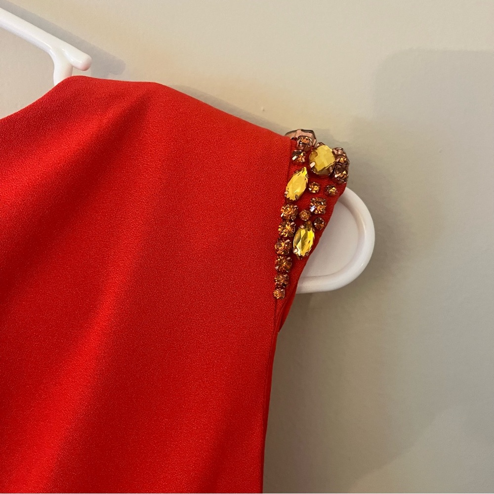 Ted Baker London Red Embellished Sleeveless Fitted Reevah Dress TB Size 1 (US 4) - Picture 9 of 14